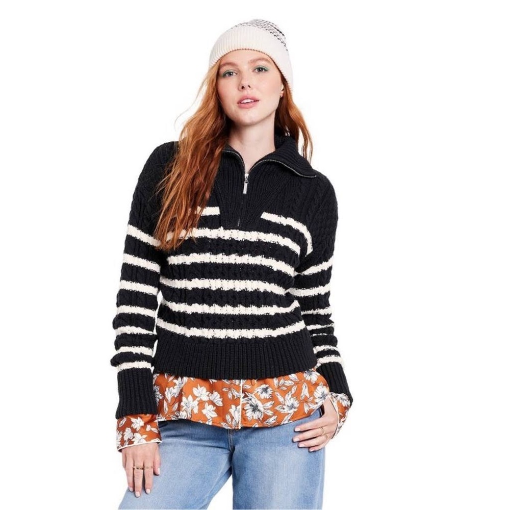 LA LIGNE x Target Quarter Half Zip Striped Sweater Size XXS